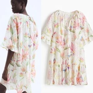 NWT H&M Women’s Floral Tie Detail Tunic Dress size XXL